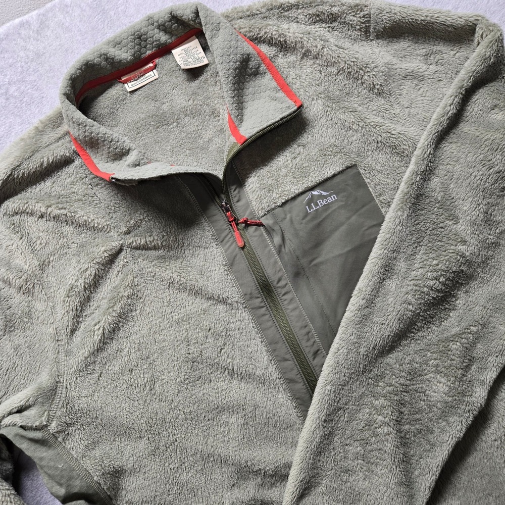 LL Bean Mens Hi-Pile Fleece Full Zip Jacket XXL Tall Sage Green 509076